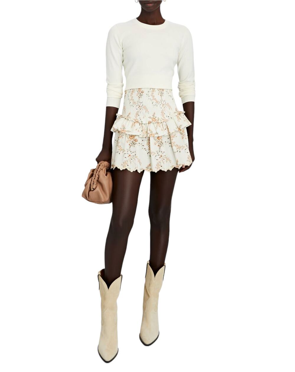 Intermix Ivory Renee Crewneck Cropped Pullover Sweater